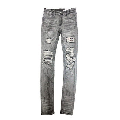 X284 MOTO SKINNY DENIM -GREY-