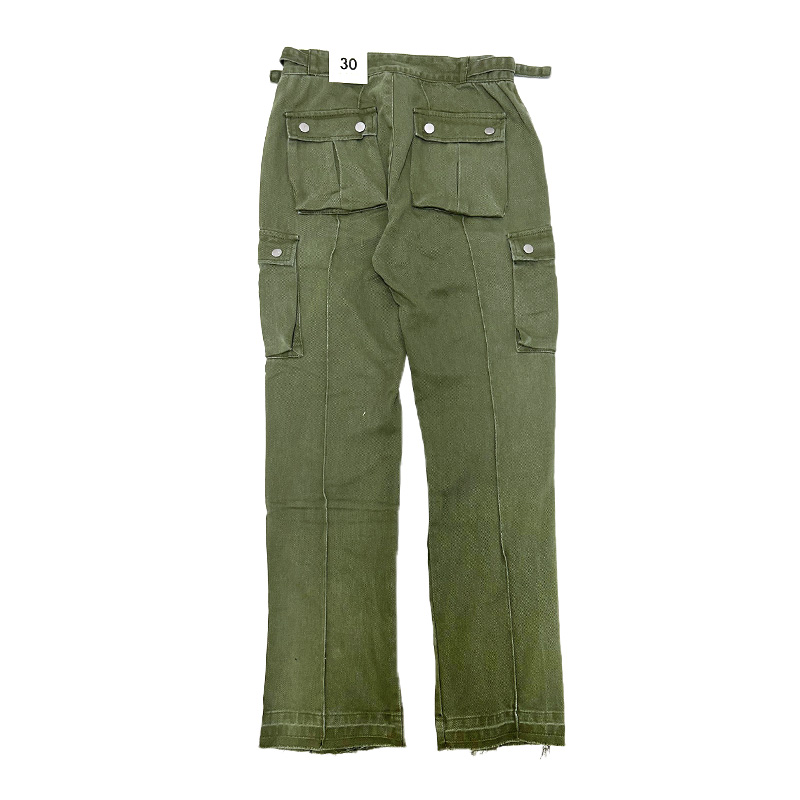 FRONT ZIP FLARE CARGO PANTS -OLIVE-