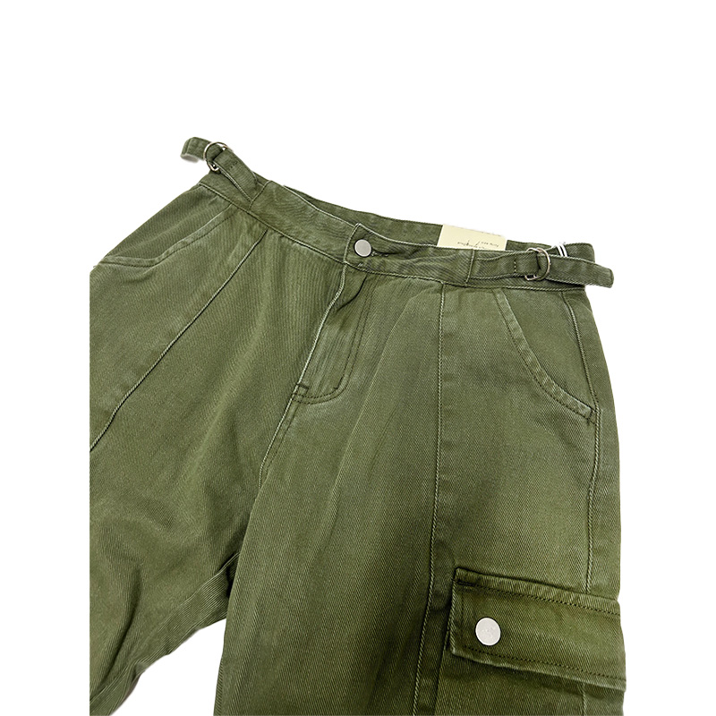 FRONT ZIP FLARE CARGO PANTS -OLIVE-