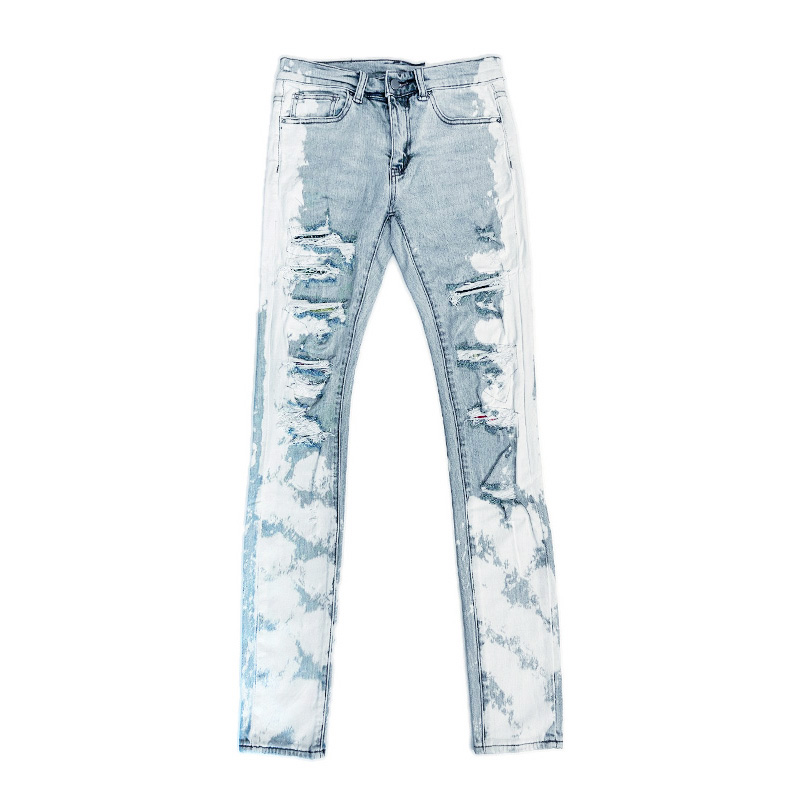 X409 RHINESTONE SKINNY FIT DENIM -BLUE-