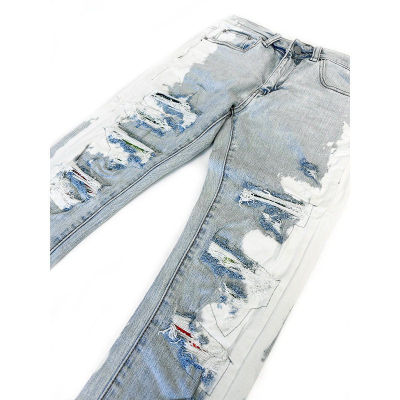 X409 RHINESTONE SKINNY FIT DENIM -BLUE-