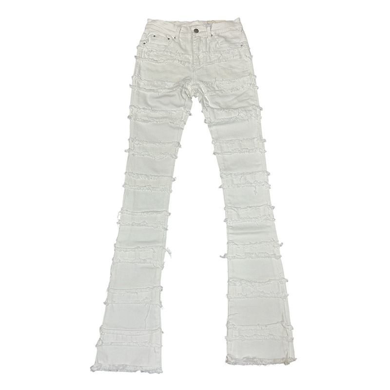 X597 PANELED SKINNY STACKED DENIM -WHITE-