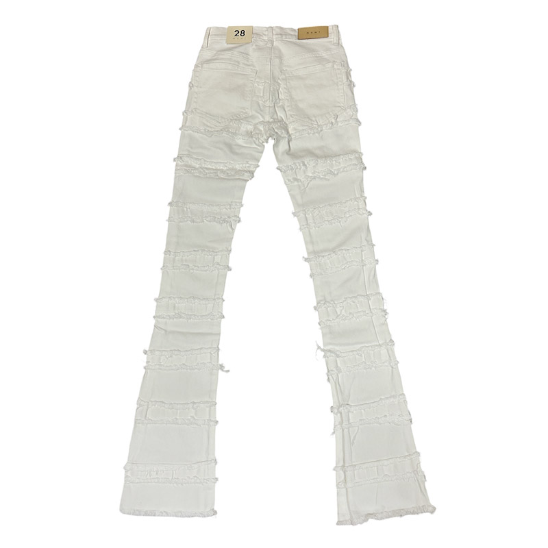 X597 PANELED SKINNY STACKED DENIM -WHITE-