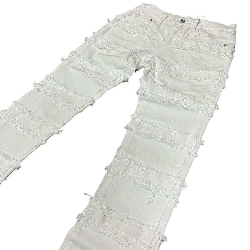 X597 PANELED SKINNY STACKED DENIM -WHITE-