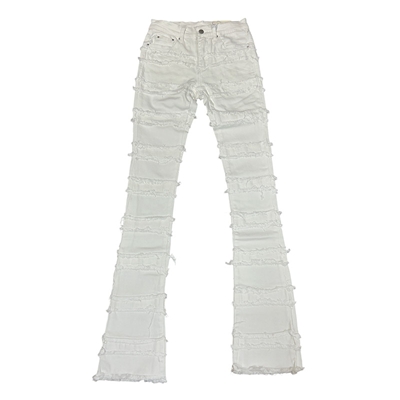 X597 PANELED SKINNY STACKED DENIM -WHITE-