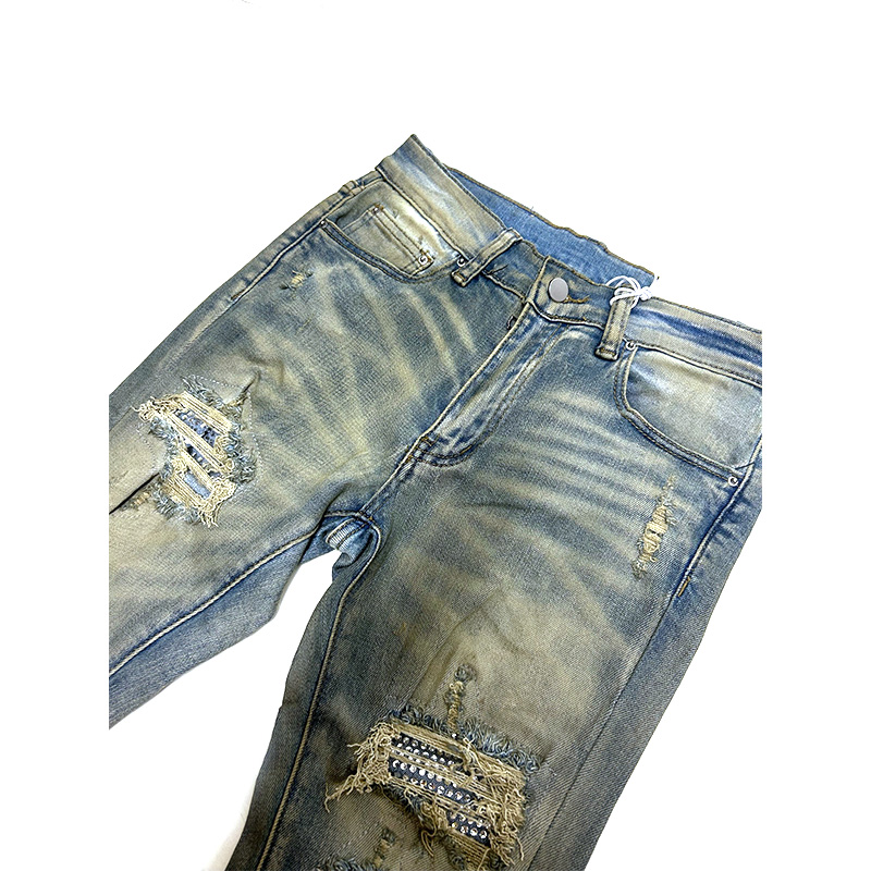 X201 RHINESTONE SKINNY DENIM -BLUE-