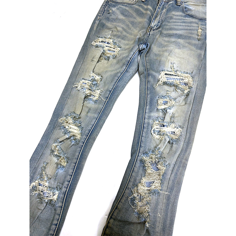 X201 RHINESTONE SKINNY DENIM -BLUE-