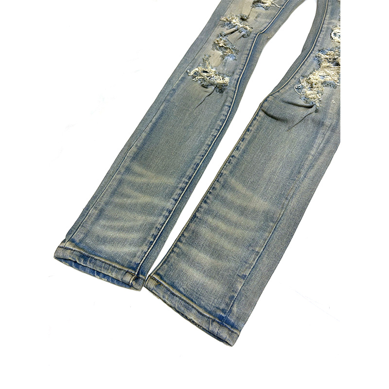 X201 RHINESTONE SKINNY DENIM -BLUE-