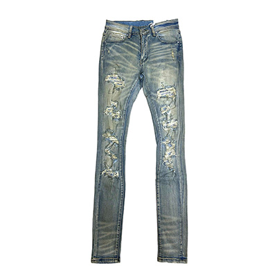 X201 RHINESTONE SKINNY DENIM -BLUE-(30)