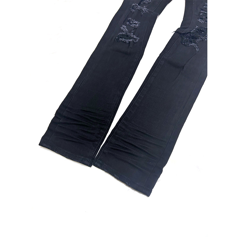 X201 RHINESTONE SKINNY DENIM -BLACK-