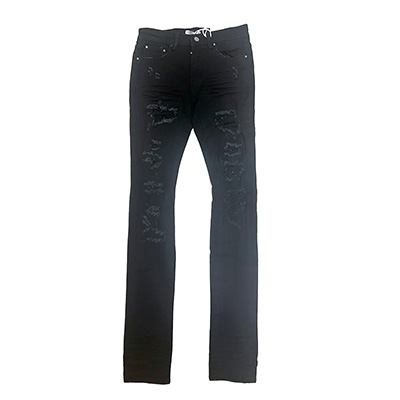 X201 RHINESTONE SKINNY DENIM -BLACK-