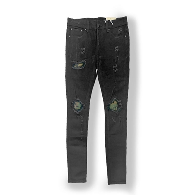 X204 CAMO STRECH DENIM -BLACK-