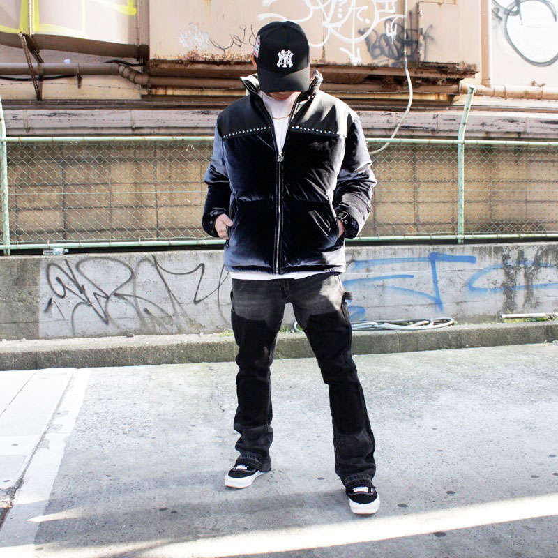 SUPPLIER(サプライヤー)/ STUDS VELOUR PUFFER -BLACK- | WALKIN STORE