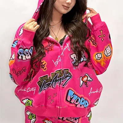 MOBB FC GRAFFIZI ZIP HOODIE ピンク